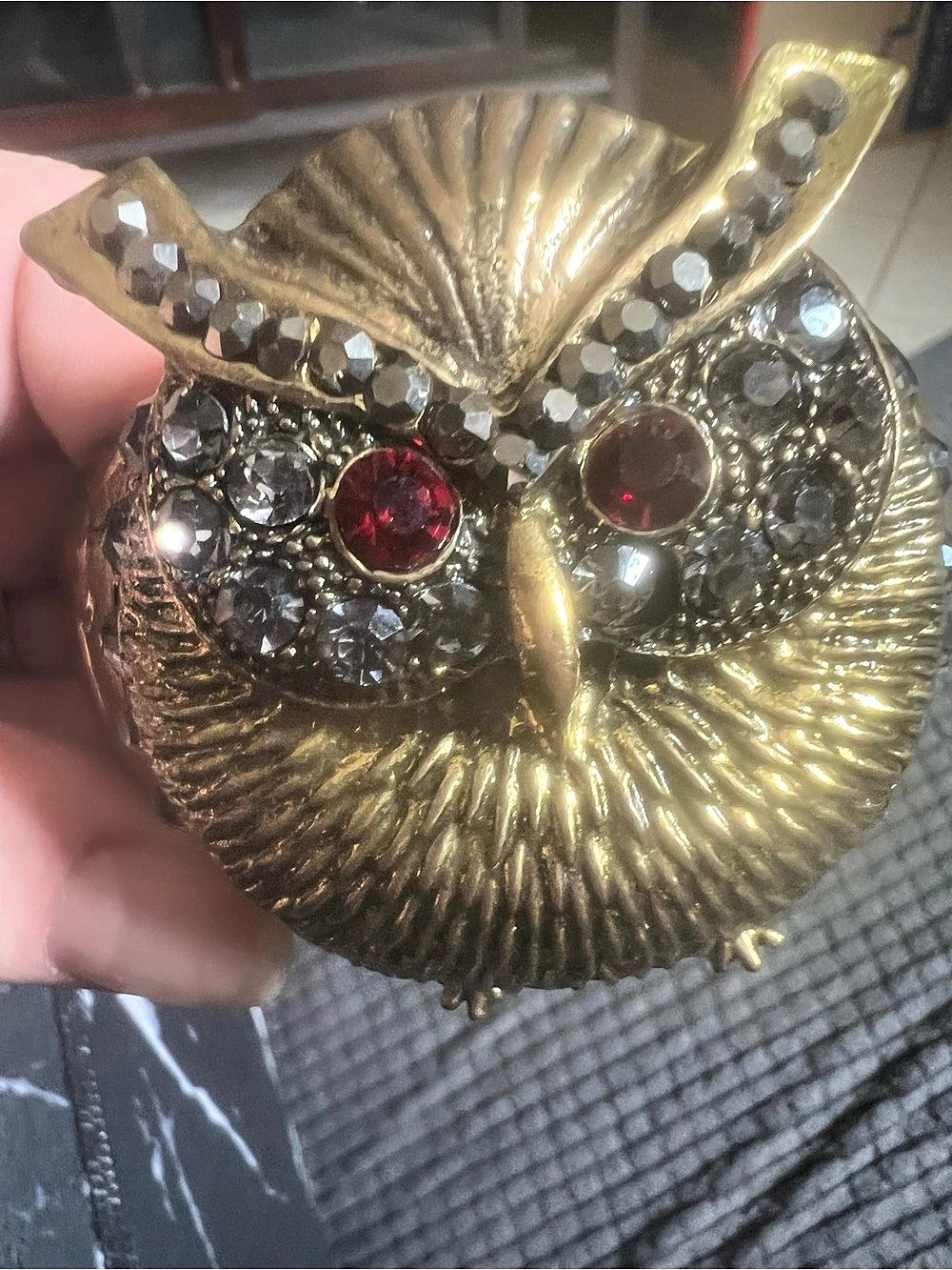 Owl Bracelet in Gold & Red Like New